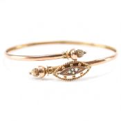 VICTORIAN 9CT GOLD & SEED PEARL BANGLE BRACELET