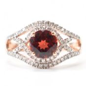 GOLD GARNET & DIAMOND RING