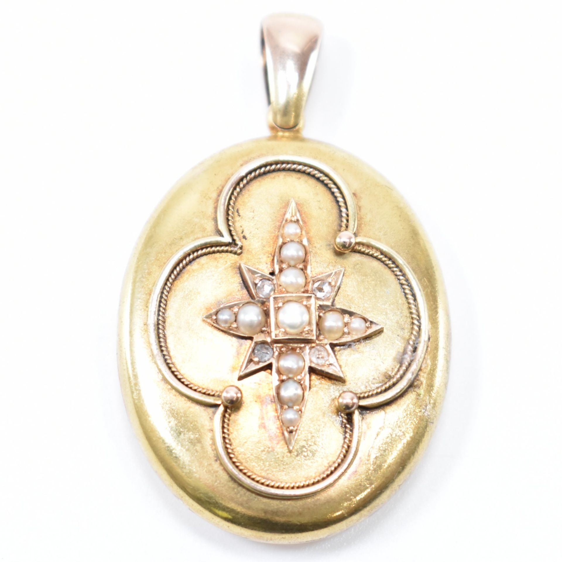 VICTORIAN GOLD DIAMOND & SEED PEARL LOCKET