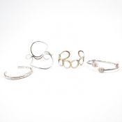 GROUP OF SILVER & WHITE METAL BANGLE BRACELETS