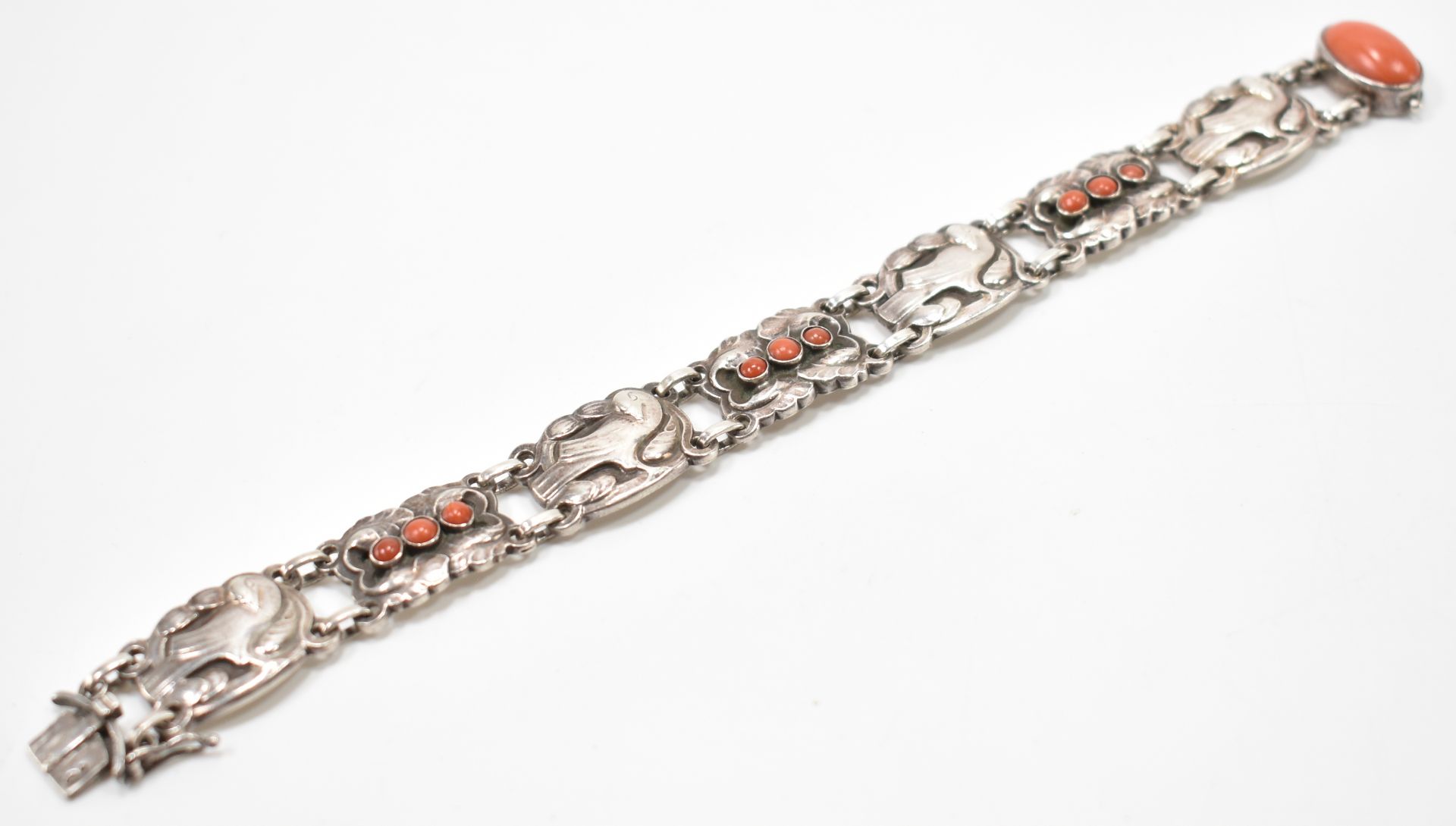 GEORG JENSEN SILVER & CORAL BIRD BRACELET - 1933-1944 - Image 3 of 9