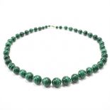 VINTAGE SINGLE STRING MALACHITE BEAD NECKLACE