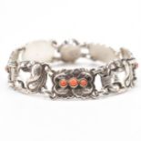 GEORG JENSEN SILVER & CORAL BIRD BRACELET - 1933-1944