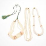 TWO CULTURED PEARL & ONE SIMULATED PEARL NECKLACES