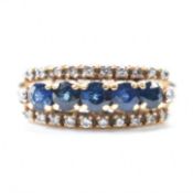 VINTAGE 14CT GOLD DIAMOND & SAPPHIRE RING