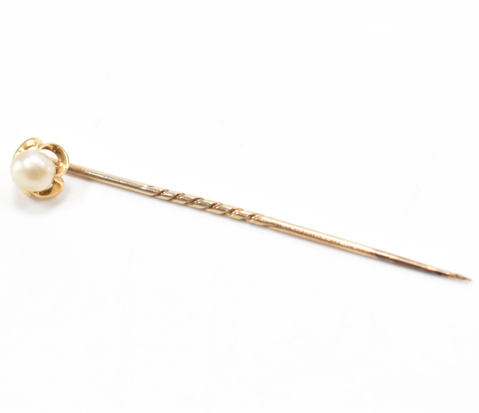 ANTIQUE GOLD & PEARL STICK PIN IN BOX