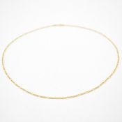 GOLD FLAT LINK FIGARO CHAIN NECKLACE