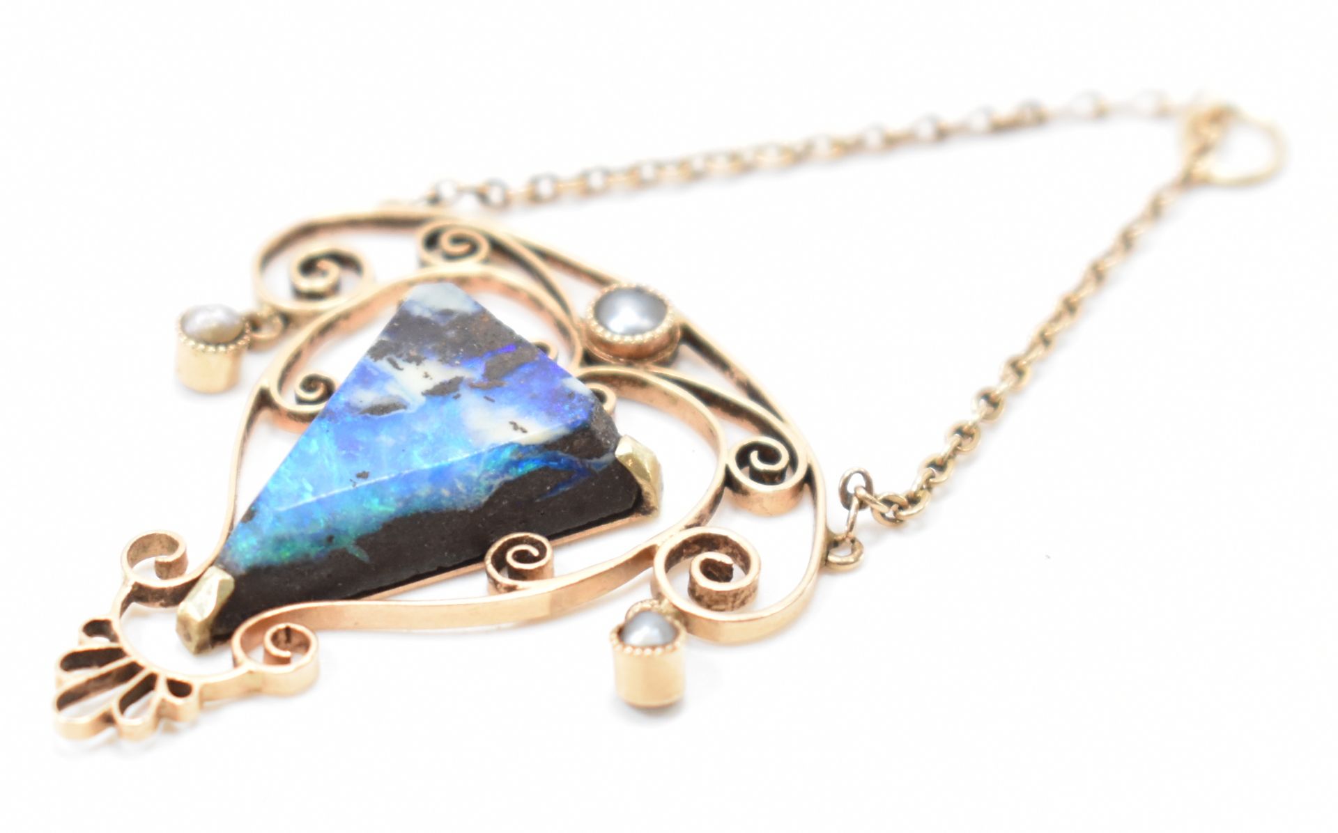 ART NOUVEAU GOLD OPAL & SEED PEARL PENDANT - Bild 4 aus 4