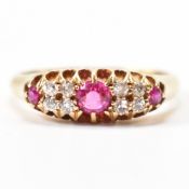 ANTIQUE HALLMARKED 18CT GOLD & RUBY DIAMOND RING