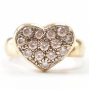 HALLMARKED 9CT GOLD & WHITE STONE HEART CLUSTER RING