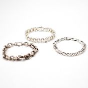 THREE 925 SILVER CHAIN BRACELETS