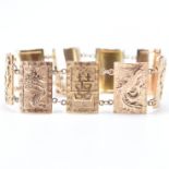 18CT GOLD CHINESE PANEL LINK CHAIN BRACELET