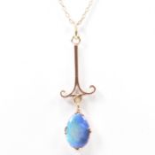 VINTAGE 9CT GOLD OPAL PENDANT & CHAIN NECKLACE