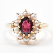 HALLMARKED 9CT GOLD AMETHYST & SEED PEARL RING