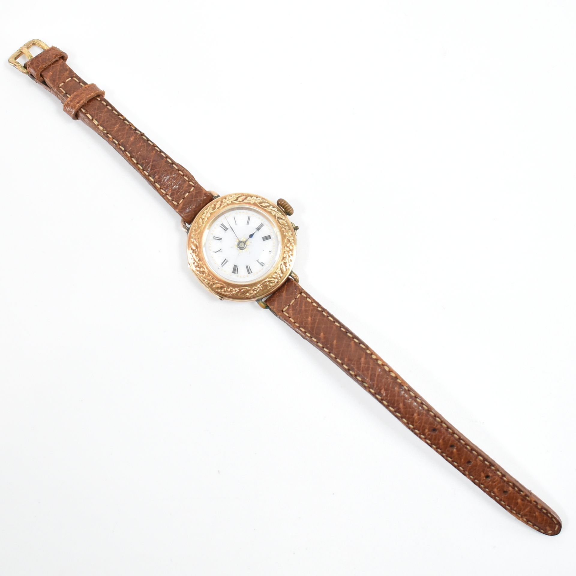 VINTAGE SWISS 14CT GOLD ENAMELLED WRIST WATCH - Image 3 of 6