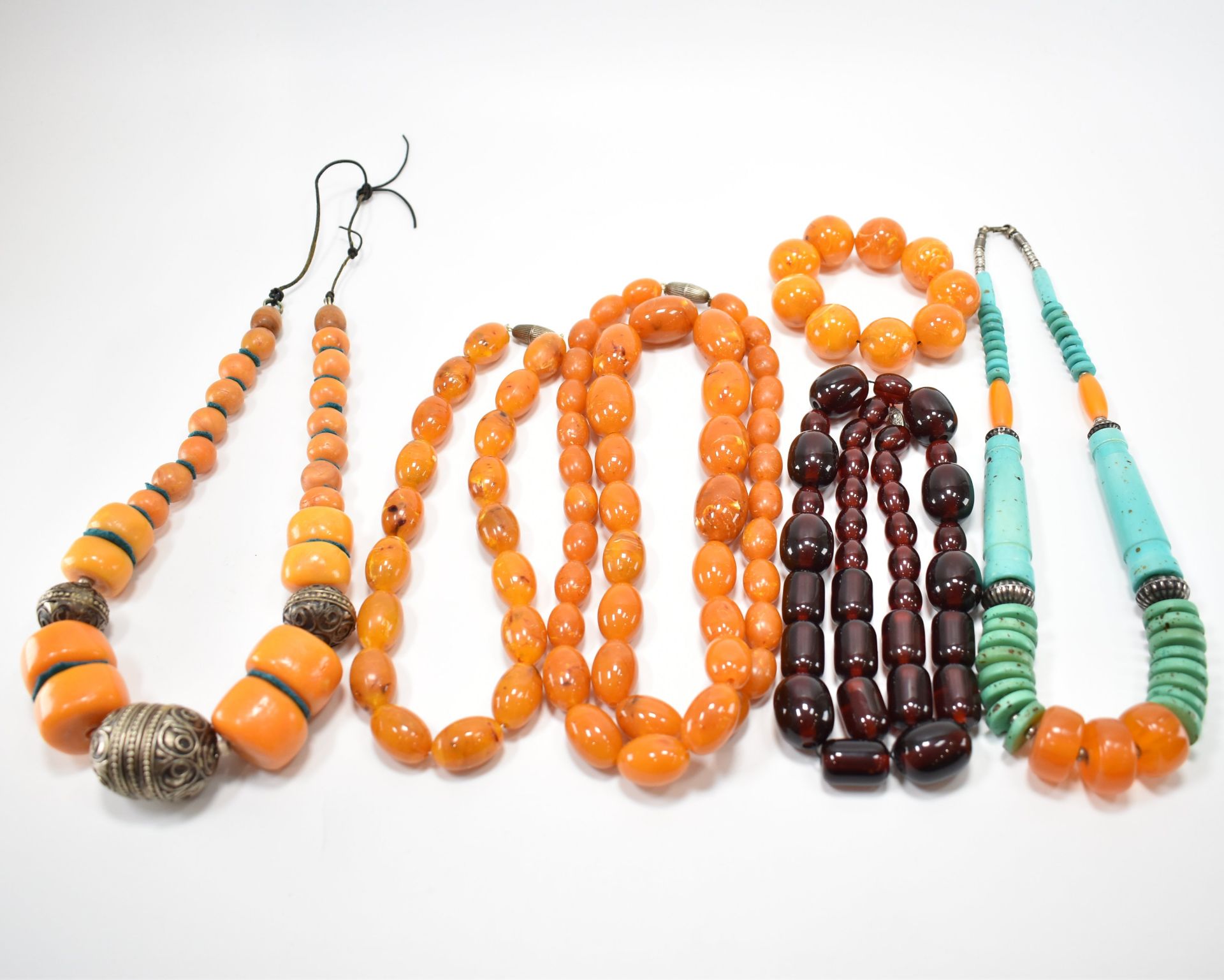 VINTAGE FAUX AMBER NECKLACES & TRIBAL NECKLACE