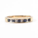 HALLMARKED 9CT GOLD SAPPHIRE & DIAMOND RING