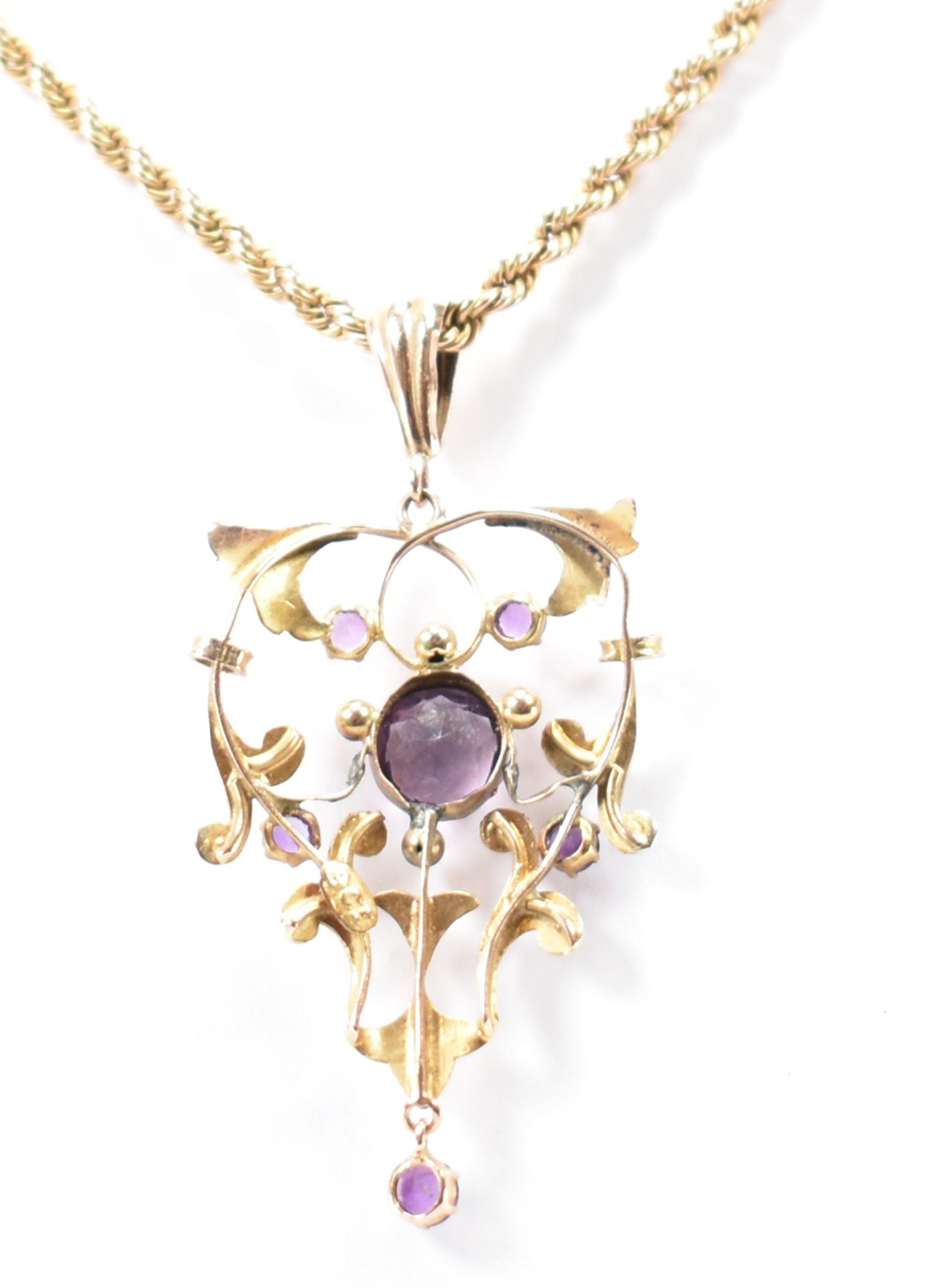 ART NOUVEAU 9CT GOLD & AMETHYST PENDANT NECKLACE - Image 2 of 7