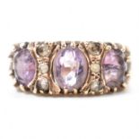 HALLMARKED 9CT GOLD PURPLE STONE RING