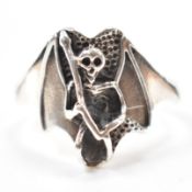 SILVER BAT WING STATEMENT RING