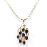 GOLD SAPPHIRE & DIAMOND PENDANT NECKLACE