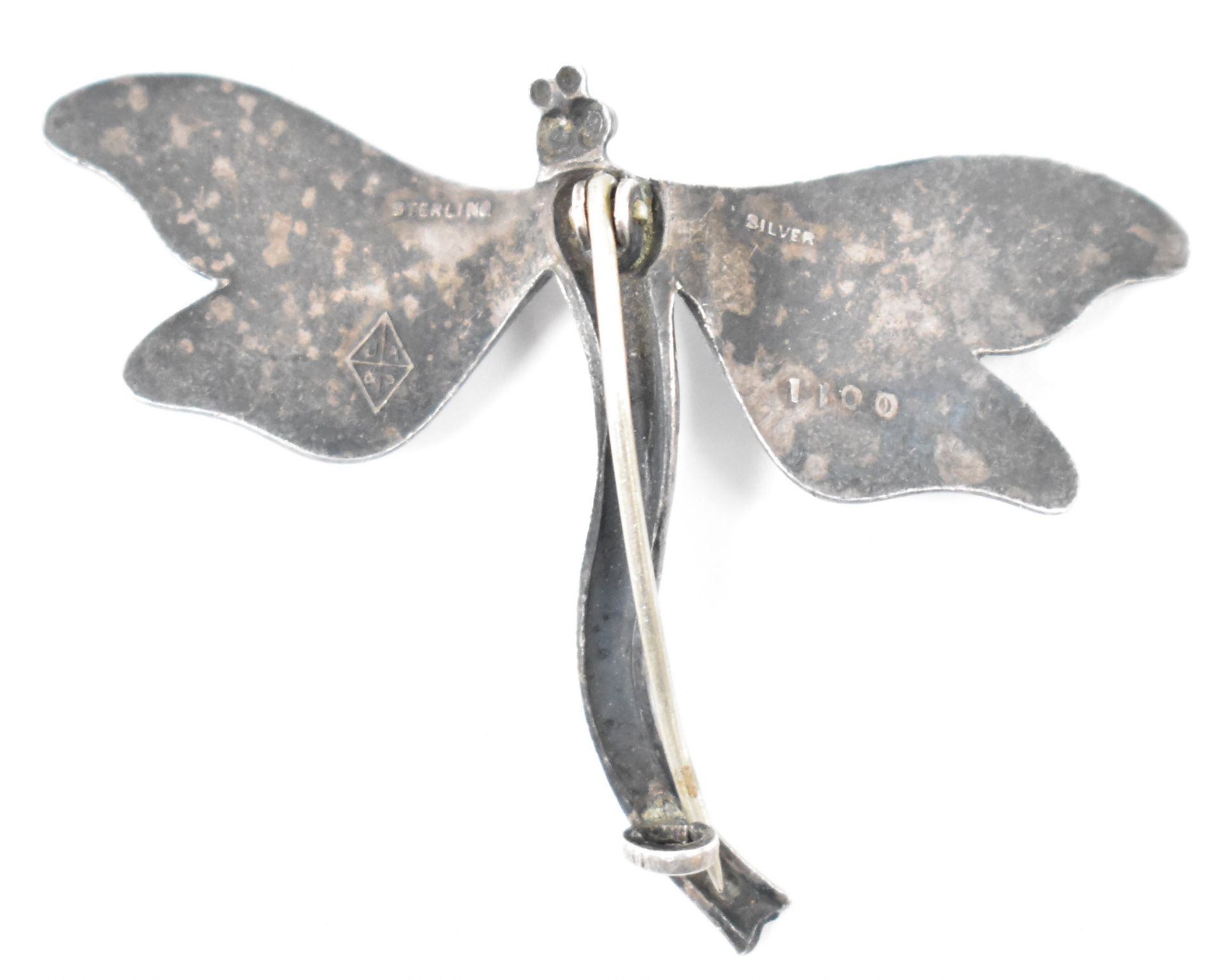 ANTIQUE JOHN AITKIN & SON SILVER ENAMELLED DRAGONFLY BROOCH - Image 3 of 7