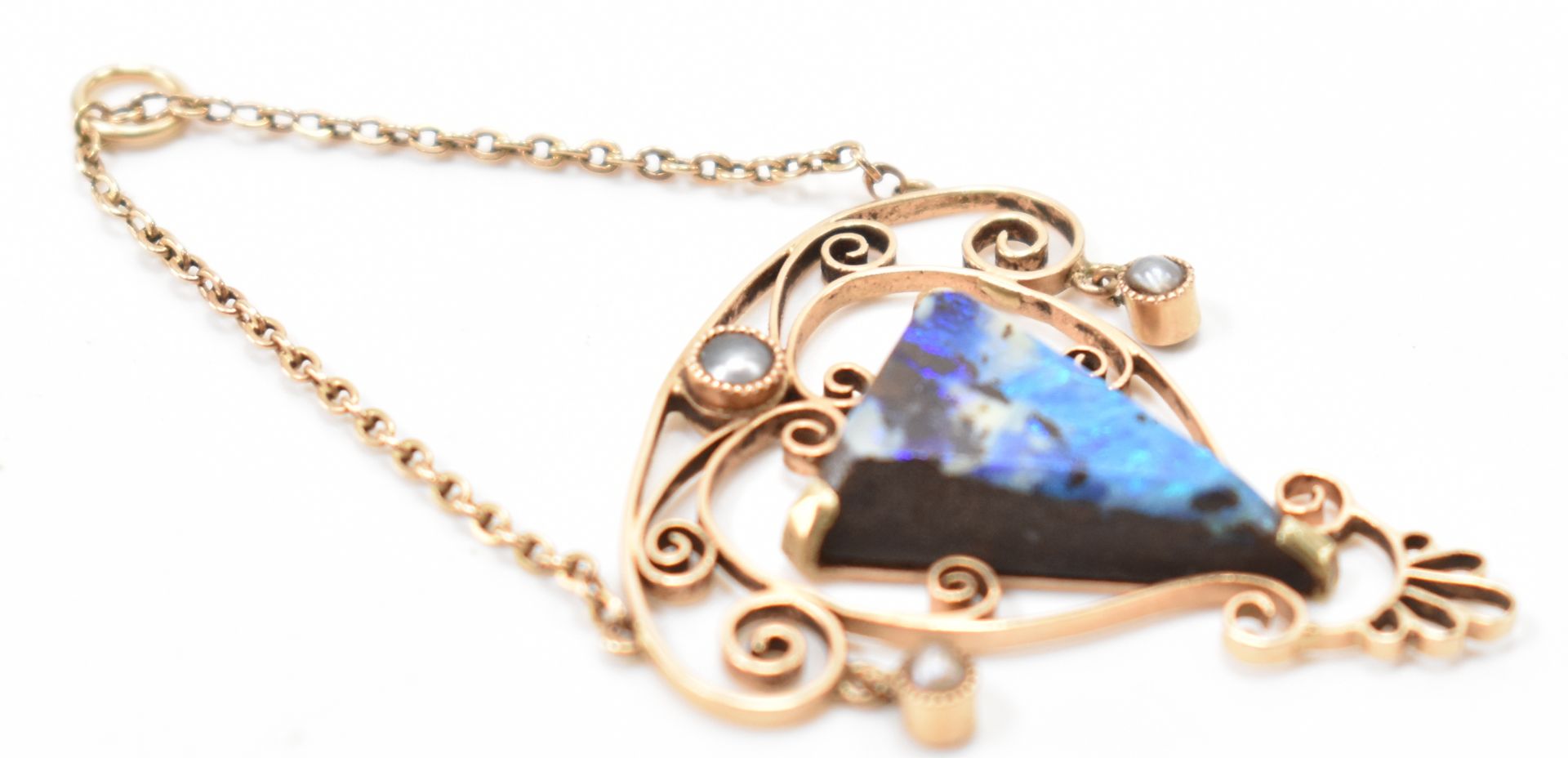 ART NOUVEAU GOLD OPAL & SEED PEARL PENDANT - Image 3 of 4