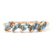 VINTAGE GOLD & 5 BLUE STONE RING