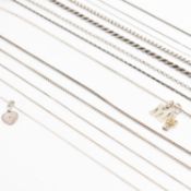 COLLECTION OF SILVER CHAIN NECKLACES