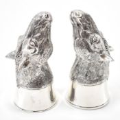 PAIR OF SILVER PLATED HORSE CONDIMENTS