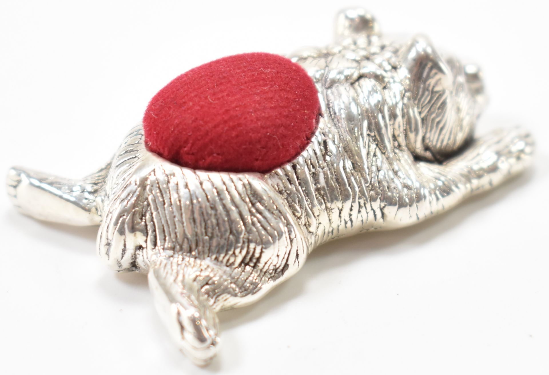 SILVER BEAR PIN CUSHION WITH BLUE STONE EYES - Image 3 of 5