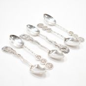 SIX CHINESE 20TH CENTURY SILVER TEASPOONS
