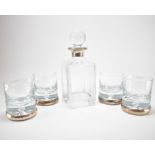 BROADWAY SILVER MOUNTED DECANTER & GLASS SET