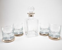 BROADWAY SILVER MOUNTED DECANTER & GLASS SET
