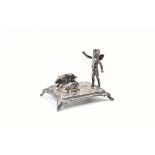 HALLMARKED SILVER CHERUB & PIG FIGURINE