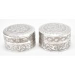 PAIR OF BRUNEI SILVER TRINKET BOXES