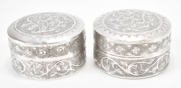 PAIR OF BRUNEI SILVER TRINKET BOXES