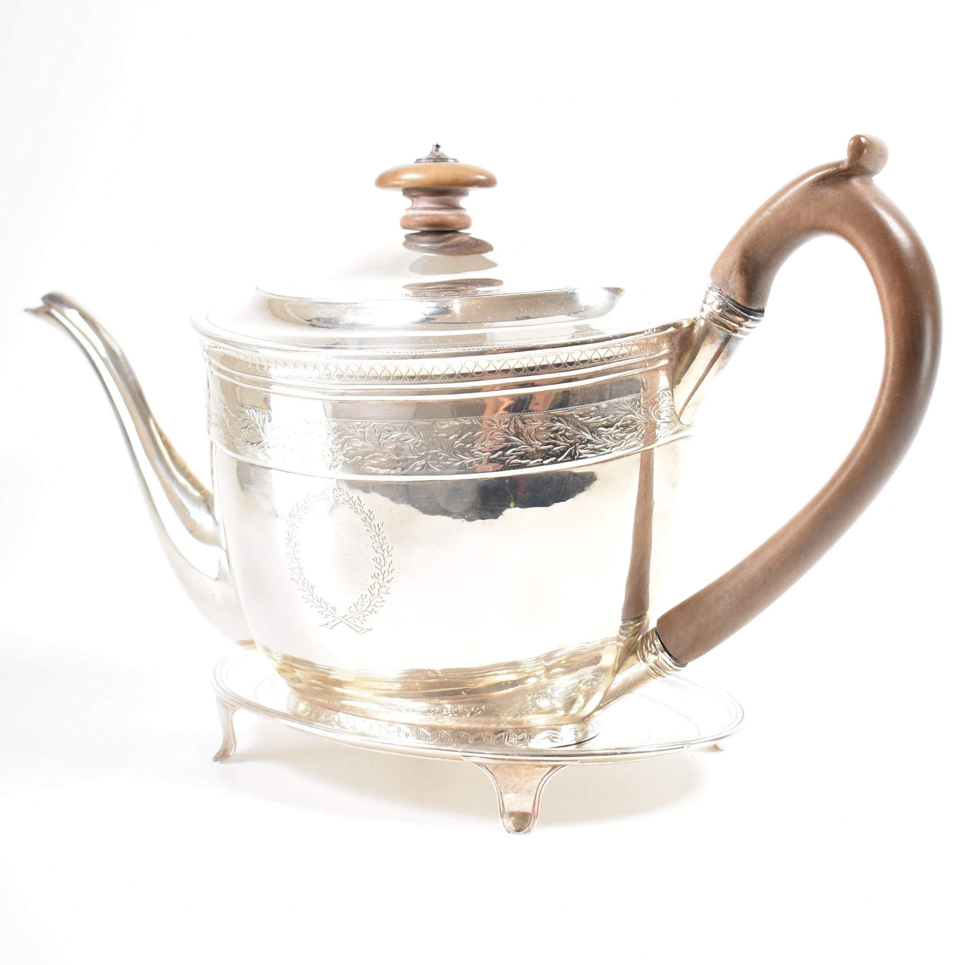 GEORGE III HALLMARKED SILVER TEAPOT & STAND - Image 5 of 7