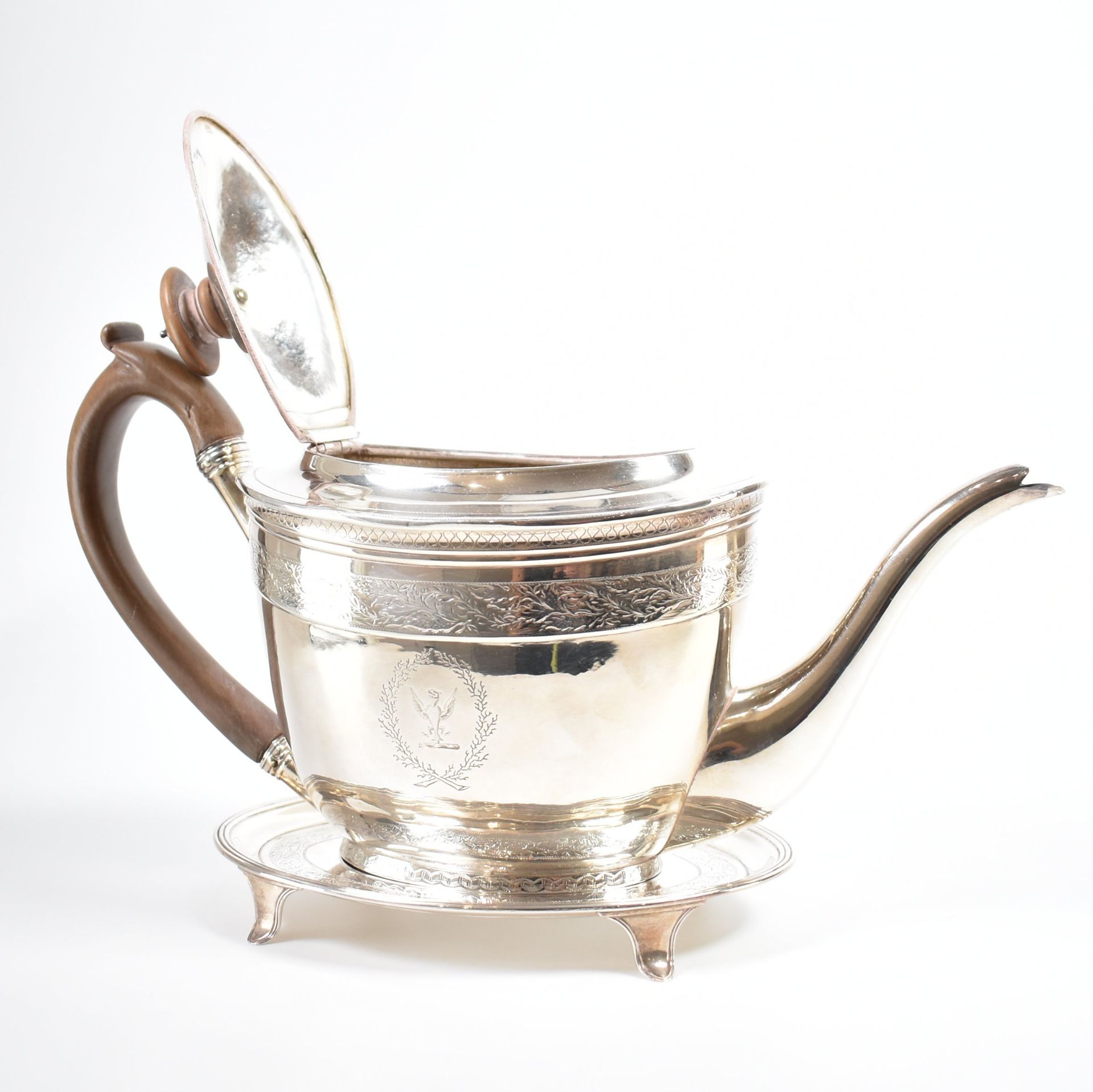 GEORGE III HALLMARKED SILVER TEAPOT & STAND - Image 3 of 7