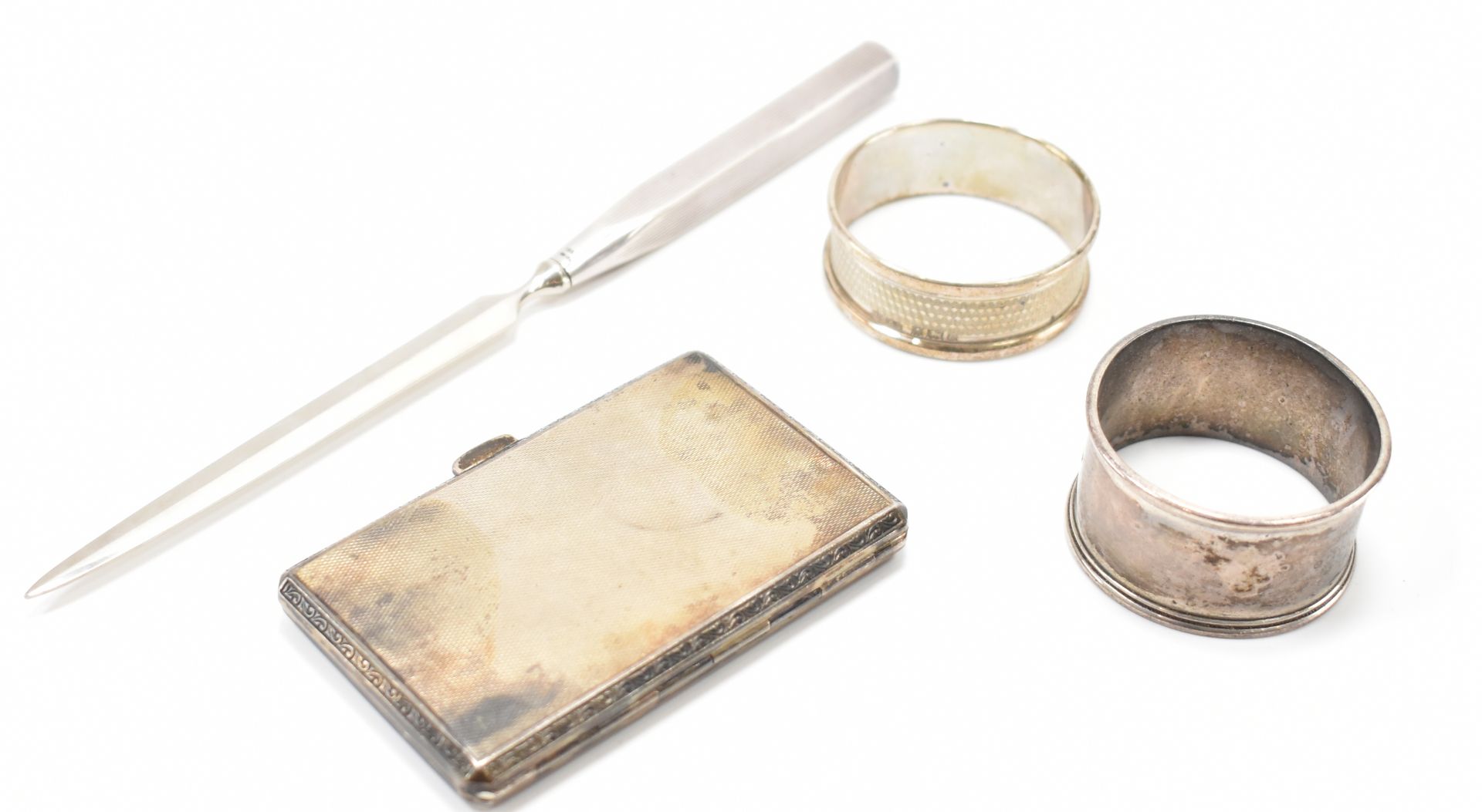 SELECTION OF SILVER ITEMS - CIGARETTE CASE & LETTER OPENER - Image 2 of 6