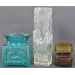 THREE VINTAGE STUDIO ART GLASS VASES IN WHITEFRIARS MANNER