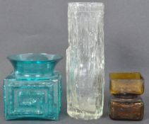 THREE VINTAGE STUDIO ART GLASS VASES IN WHITEFRIARS MANNER