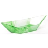 ART DECO DAVIDSONS GREEN CLOUD GLASS BOAT DISH BOWL