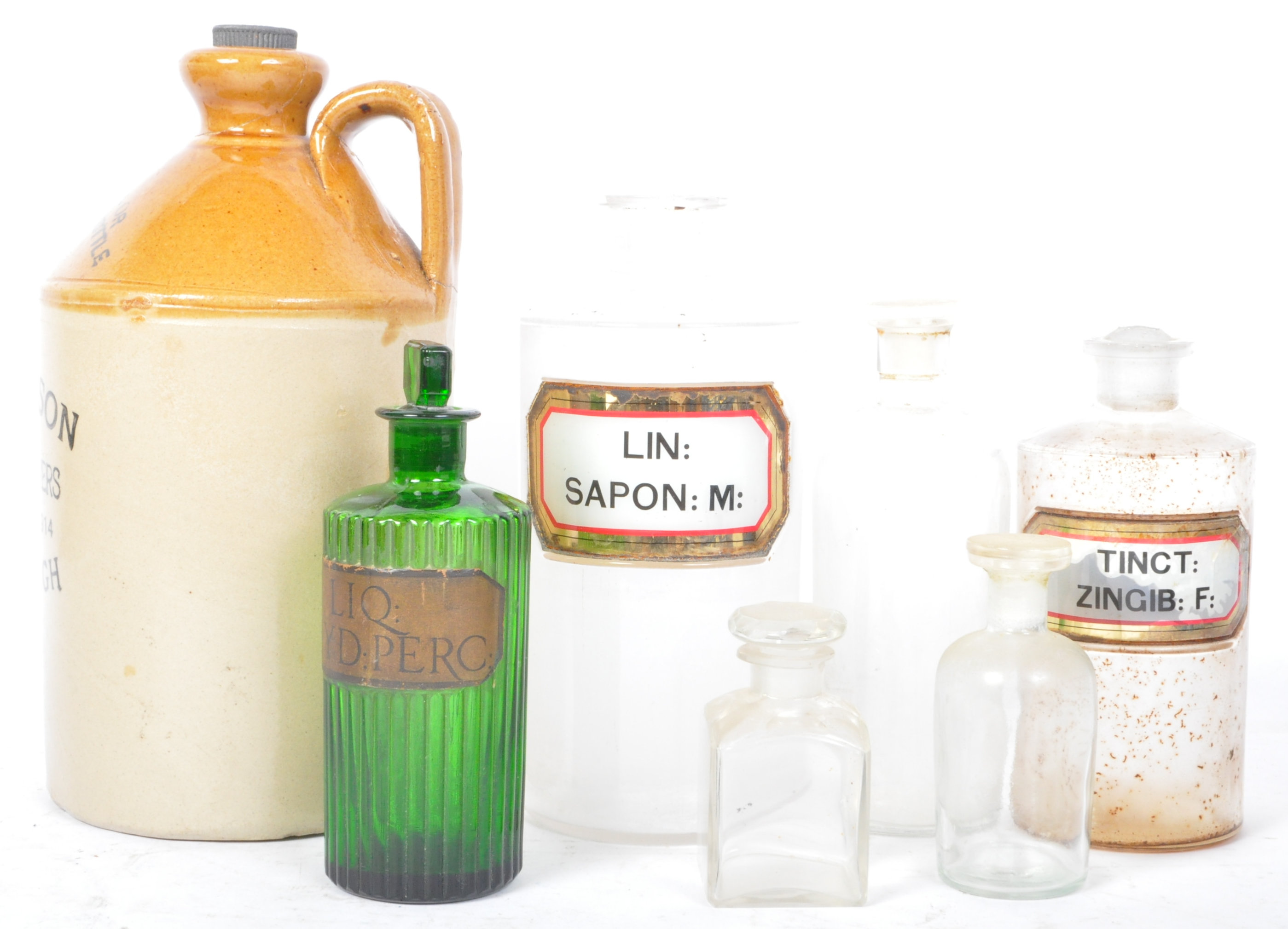 COLLECTION OF EARLY 20TH CENTURY PHARMACY GLASS BOTTLES