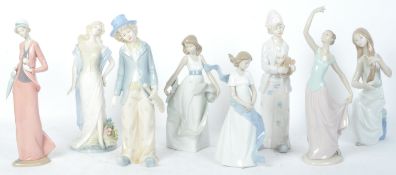 AN ASSORTMENT OF EIGHT 20TH CENTURY NAO BY LLADRO FIGURES