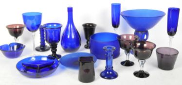 LARGE COLLECTION OF VINTAGE GLASS - BRISTOL BLUE - AMETHYST