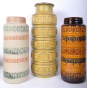 A SET OF THREE WEST GERMAN POTTERY VASES