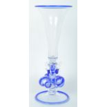 CONTEMPORARY BRISTOL BLUE & CLEAR GLASS CHALICE - MURANO STYLE
