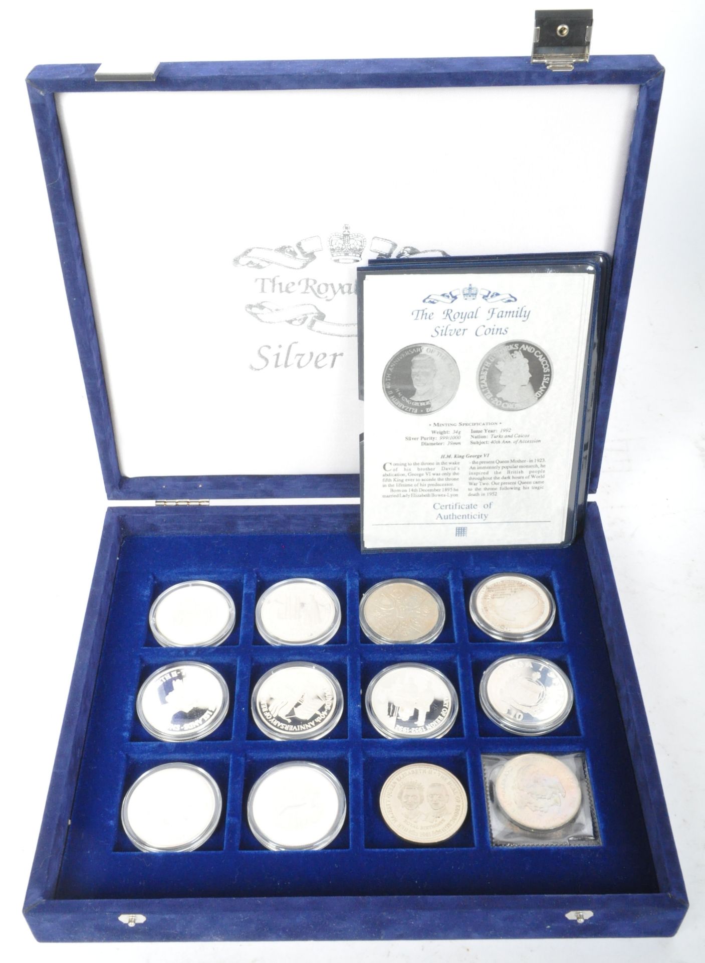 COLLECTION OF 12 SILVER PROOF AND OTHER ROYAL FAMILY COINS
