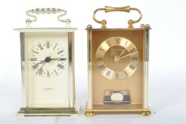 VINATGE BRASS CANTERBURY CARRIAGE CLOCK & ANOTHER